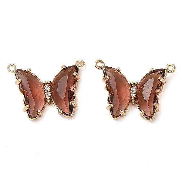 Brass Pave Faceted Glass Connector Charms