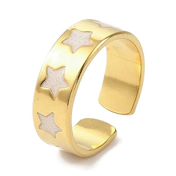 304 Stainless Steel Enamel Open Cuff Rings for Women