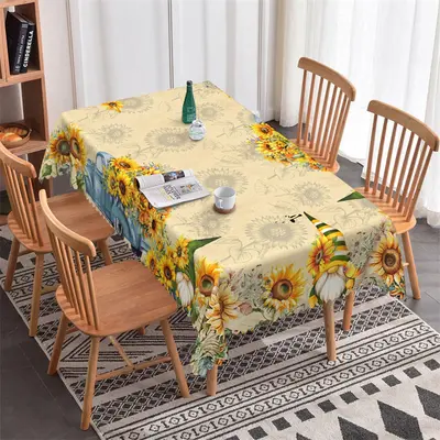 Sunflower With Christmas Doll Rectangle Tablecloth - Aperturee