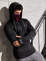 Men's Colorblock 2 in 1 Drawstring Hooded Sports Tee with Face Mask, Slim Sporty Casual Long Sleeve T-shirt, Gym Clothes for ...