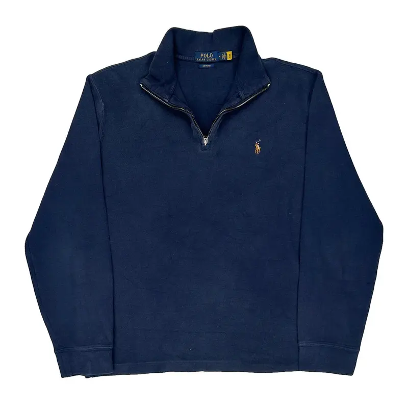Polo By Ralph Lauren 1/4 Zip - Medium Navy Cotton