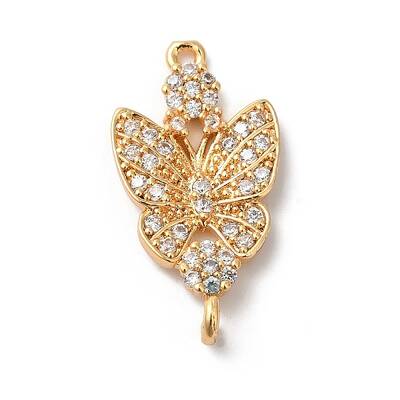 Brass Micro Pave Cubic Zirconia Connector Charms
