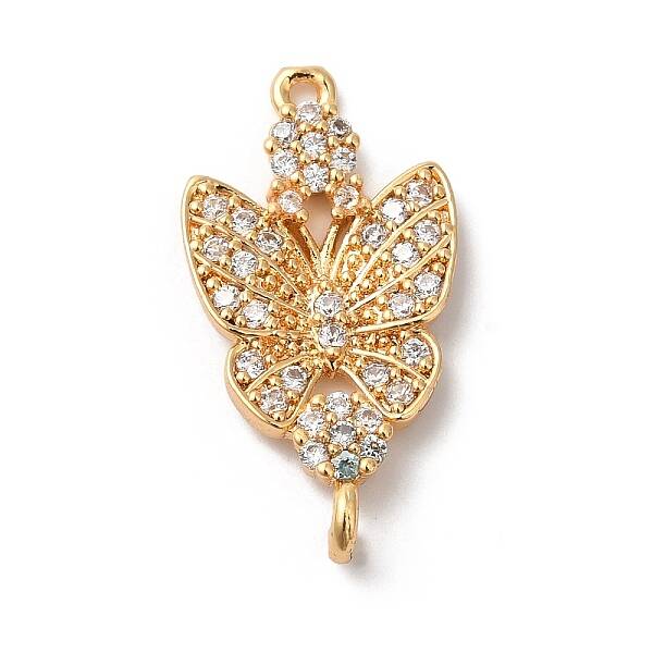 Brass Micro Pave Cubic Zirconia Connector Charms