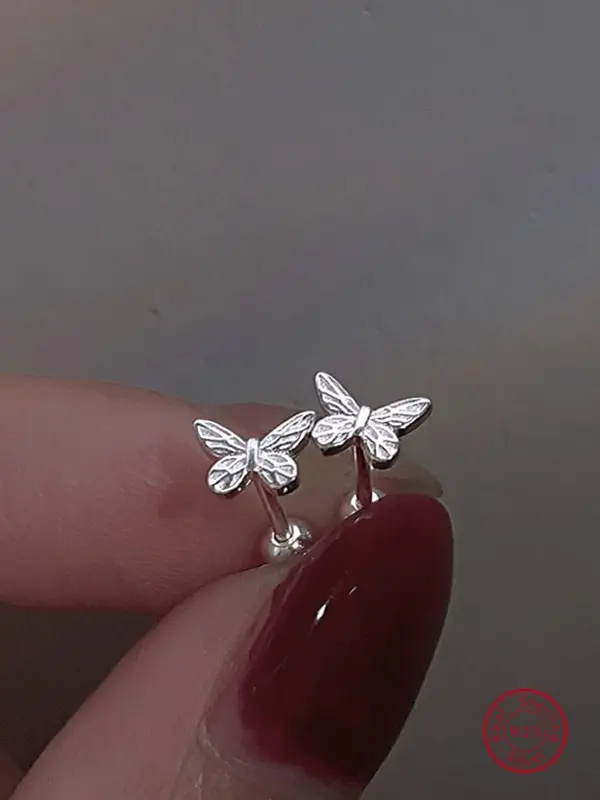 925 Sterling Silver Butterfly Design Earrings, Fashion Jewelry for Women, Elegant Jewelry for Party, Daily Clothing Decor, Tr...