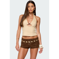 Evey Bead & Cut Out Halter Top