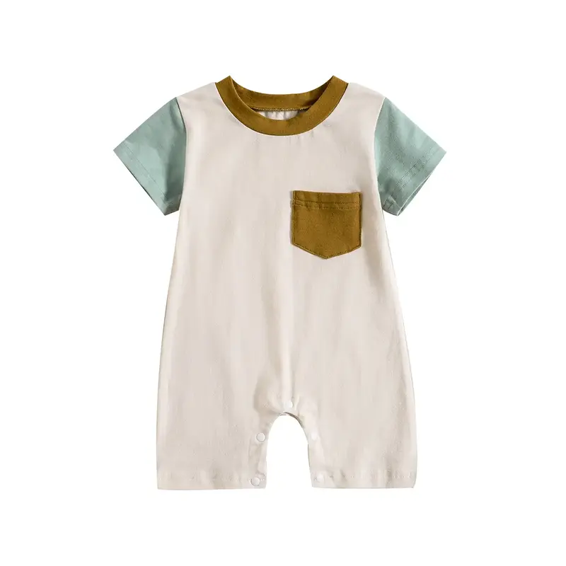 Newborn Infant Baby Boy Girl Short Sleeve Romper Color Contrast Jumpsuit Shorts Summer Outfit Casual Clothes