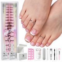 SXC Cosmetics X-Pro Tips French Tip Press On Toenails for Women – Acrylic Soft Gel System Starter Kit – Long-Lasting, Sal...