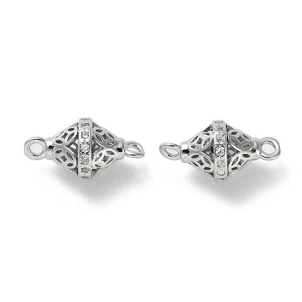 Brass Micro Pave Clear Cubic Zirconia Bicone Connector Charms