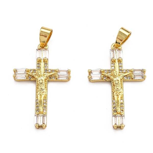 Brass Micro Pave Clear Cubic Zirconia Pendants