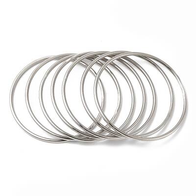 Non-Tarnish 7Pcs 304 Stainless Steel Thin Plain Bangle Sets