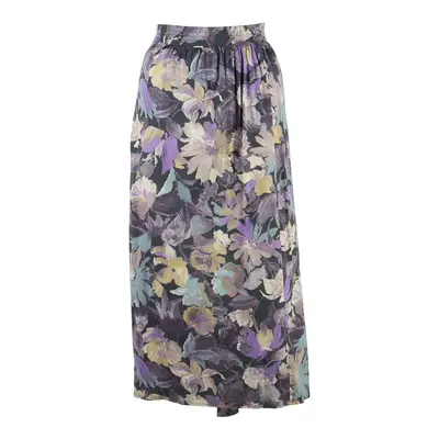 Womens Straight Skirt Purple Midi Viscose 90s Floral L