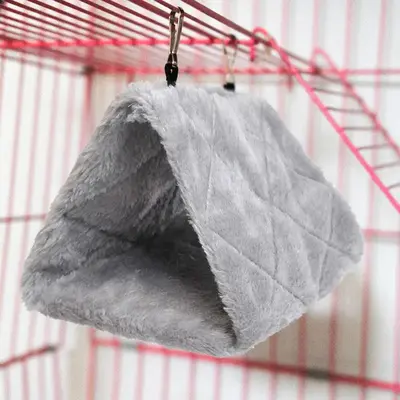 Multi-use Parrot Bed, Triangle Shape Plush Parrot Bird Hammock, Parrot Swing, Hanging Cage for Small Bird, Toy Hut Hammock Te...