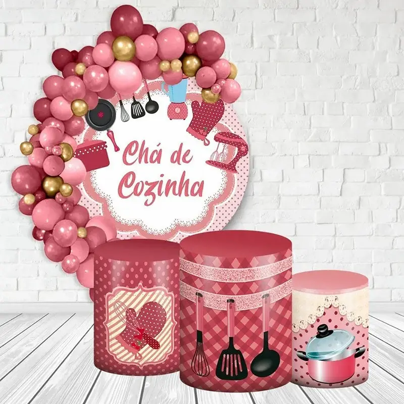 Aperturee Rose Pink Small Kitchenware Round Birthday Backdrop Kit | Round Backdrop Stand Covers | Birthday Backdrop Ideas | R...