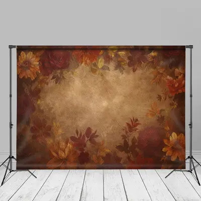 Rusty Red Floral Fine Art Photo Backdrop For Photo - Aperturee