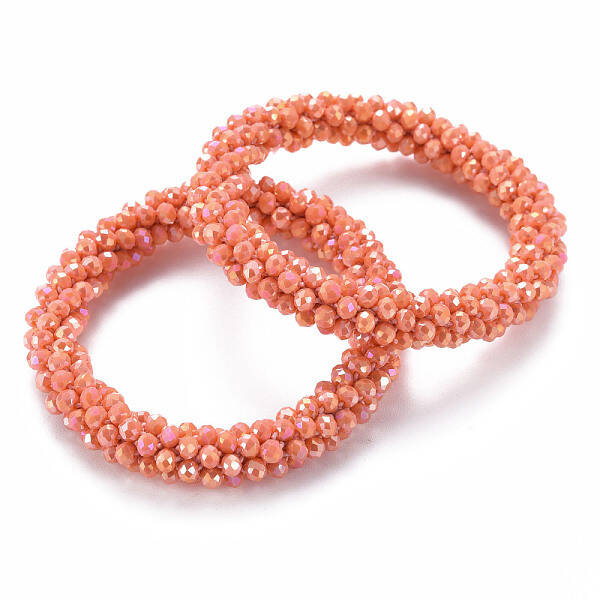 AB Color Plated Faceted Opaque Glass Beads Stretch Bracelets