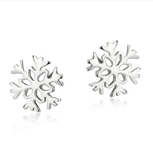 Real Platinum Plated Brass Snowflake Stud Earrings