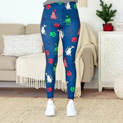 Pawsitively Comfy Holiday Pets Leggings - Holiday Dogs - Standard