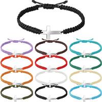 Mens/Women Hand Braided Stainless Steel Cross Patchwork Bracelet Anti-Allergy Fibers Rope Bracelet Sports Wristbands
