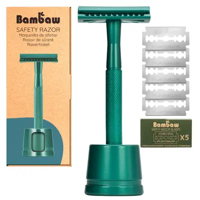 Bambaw Sea Green Safety Razor with Stand