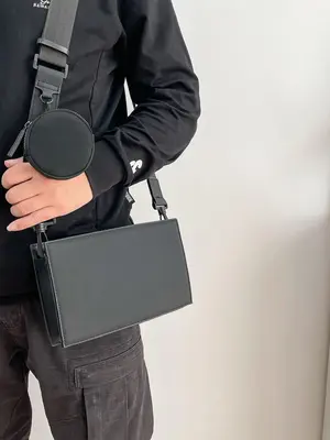 Men's Street Trend Minimalist Crossbody Bag with Coin Purse Wallet, Trendy PU Leather Square Crossbody Bag, Chic All-match Cr...
