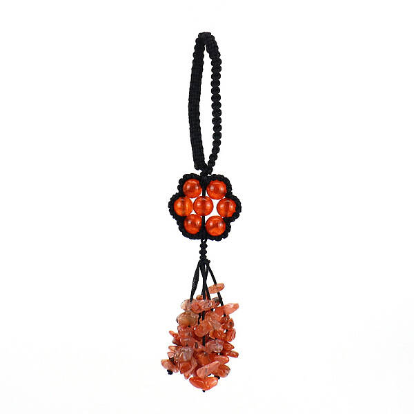 Flower Natural Agate Braided Thread Pendant Decorations