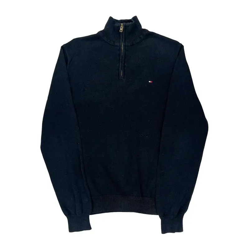Tommy Hilfiger 1/4 Zip - Large Navy Cotton Blend