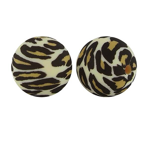 Silicone Beads Loose Silicone Beads Kit Leopard Print Silicone Beads for Keychain Making Bracelet Necklace