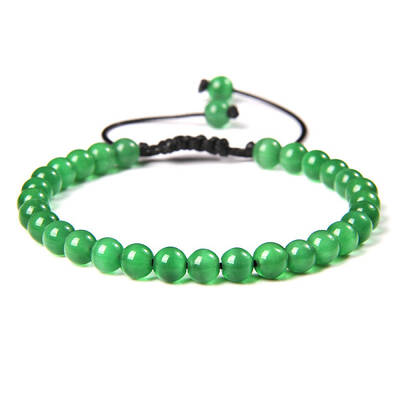 Cat Eye Round Bead Adjustable Braided Bracelets