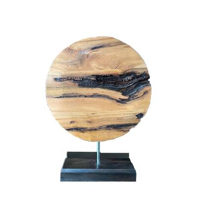 Products Wood Circle with Stand Figurine Wood Art Wood Abstract Decoration Desktop Table Ornament original wood sculpture Mod...