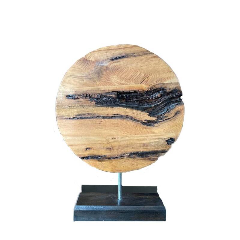 Products Wood Circle with Stand Figurine Wood Art Wood Abstract Decoration Desktop Table Ornament original wood sculpture Mod...