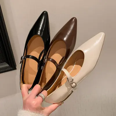 CHIKO Chavonne Pointy Toe Block Heels Mary Jane Shoes