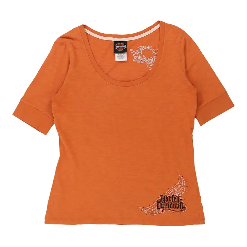 Harley Davidson Top - Large Orange Cotton