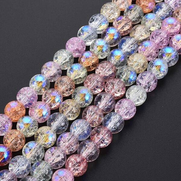 Electroplate Crackle Glass Bead Strands