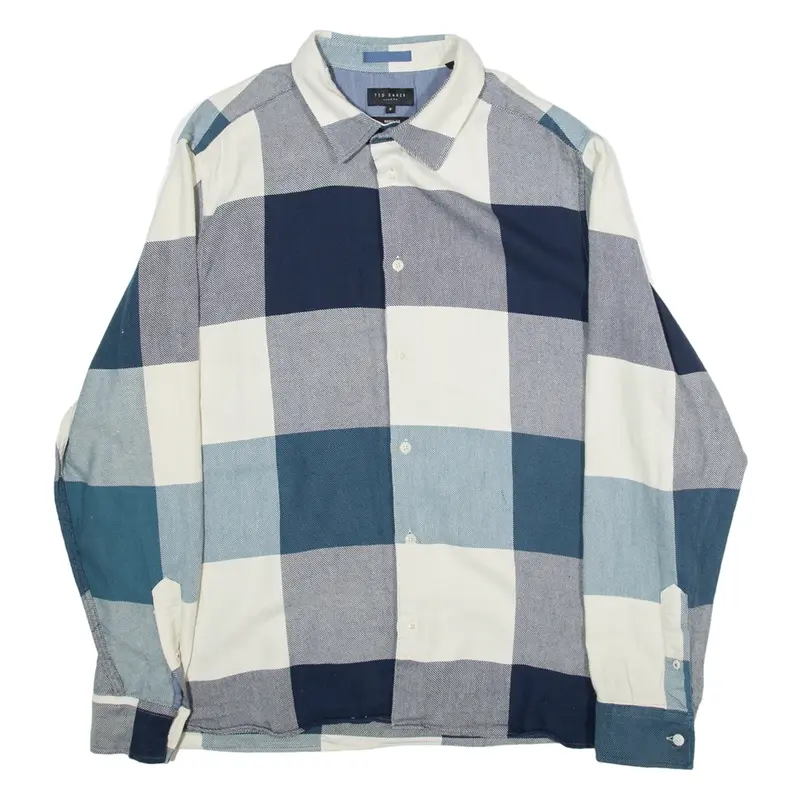 TED BAKER Mens Shirt Blue Gingham Long Sleeve L