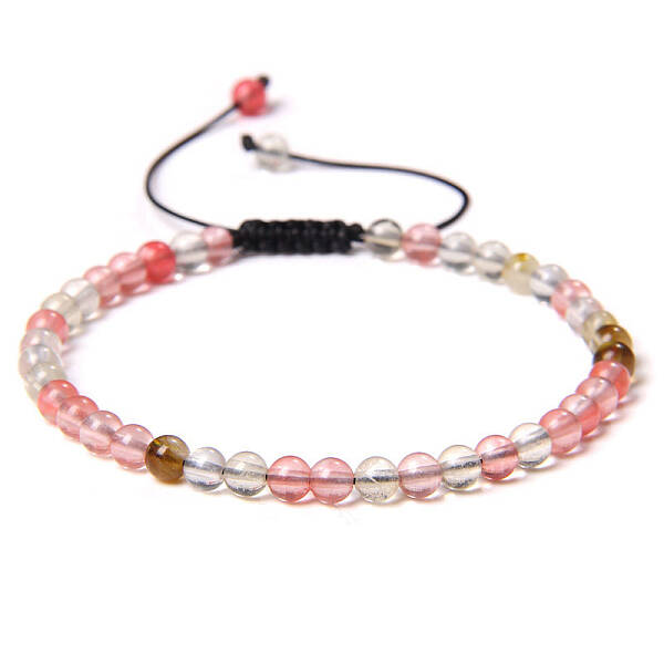 4mm Watermelon Stone Glass Beaded Braided Bracelets