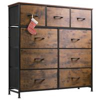 WLIVE Tall Storage Tower | 9-Drawer Organizing Dresser with Wood Grain Finish, Fabric Bins, Steel Frame, Perfect for Hallway/...