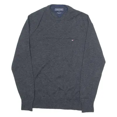 TOMMY HILFIGER Mens Jumper Grey Tight Knit Wool S