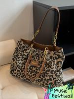 Women's Leopard Print Shoulder Bag As Gifts, Fall 2024 New Style Large Capacity Designer Tote Bag for Work & Daily Used, Per...