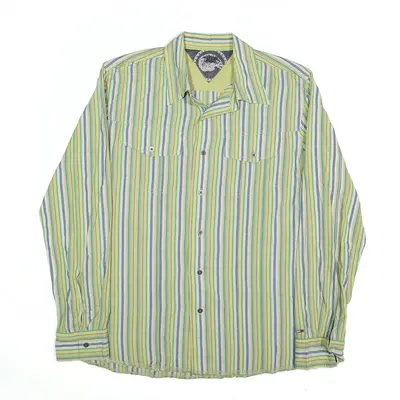 TOMMY HILFIGER Shirt Green Pinstripe Long Sleeve Mens L