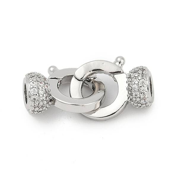 Brass Micro Pave Clear Cubic Zirconia Fold Oval Clasps