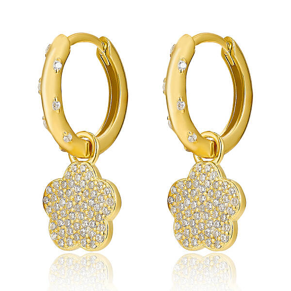 925 Sterling Silver Flower Earrings with Cubic Zirconia