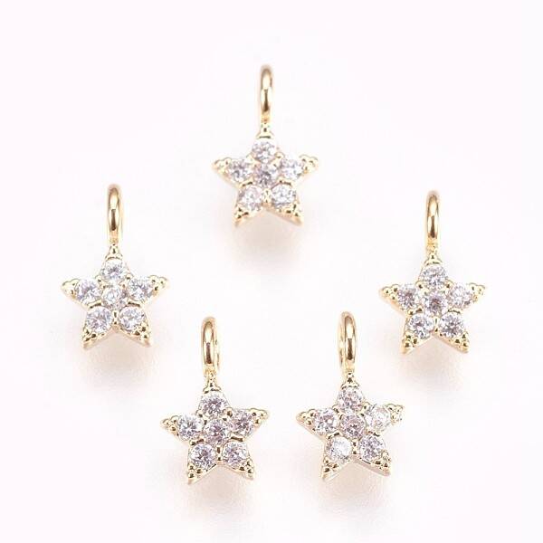 Brass Micro Pave Cubic Zirconia Charms