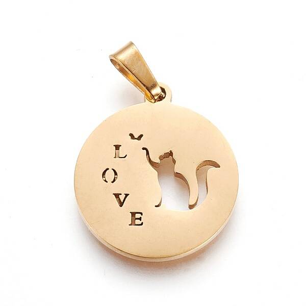 304 Stainless Steel Kitten Pendants