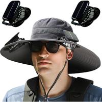 Father's Day gifts Solar Fan Hat with Wide Brim - Double Power Fans (Solar & USB Charging) - 3-Speed Adjustable Cooling Sun H...