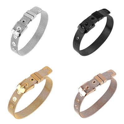 4pcs 4 Colors 10mm Stainless Steel Bracelets for 10mm Slide Charms -DIY Bracelet Making Supplies
