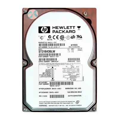 D9476-69001 HP 18.2GB Ultra-160 SCSI 7200 3.5-inch Hard Drive