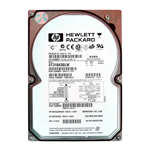 D9476-69001 HP 18.2GB Ultra-160 SCSI 7200 3.5-inch Hard Drive