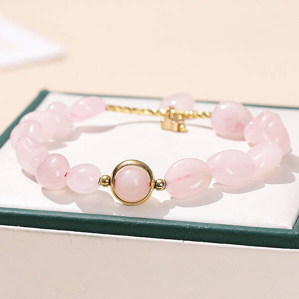 Natural Rose Quartz Round Beads Stretch Bracelets