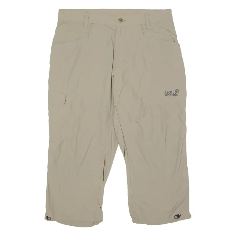 JACK WOLFSKIN 3/4 Length Outdoor Mens Trousers Beige Regular Straight W34 L20
