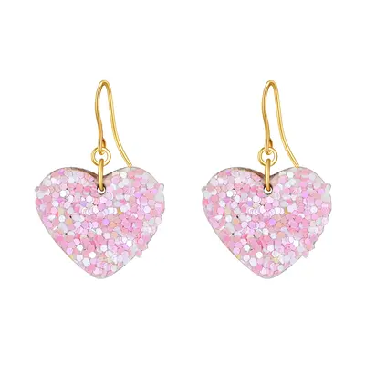 14K Gold Heart Drop Earrings